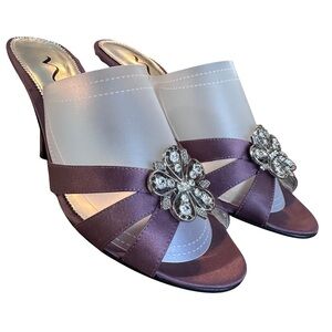 Nina Purple Mules with Crystal Accents
